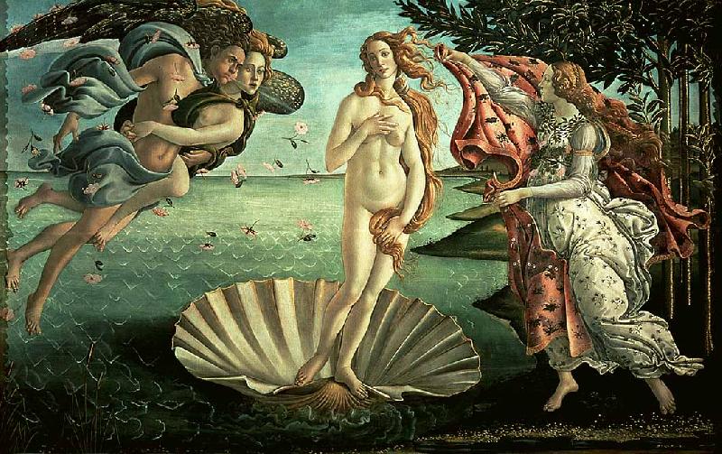 BOTTICELLI, Sandro The Birth of Venus fg oil painting picture